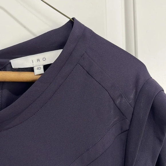 IRO Amanda Dark Purple Draped Crepe Mini Dress Sz 40 US Sz L - Picture 6 of 8